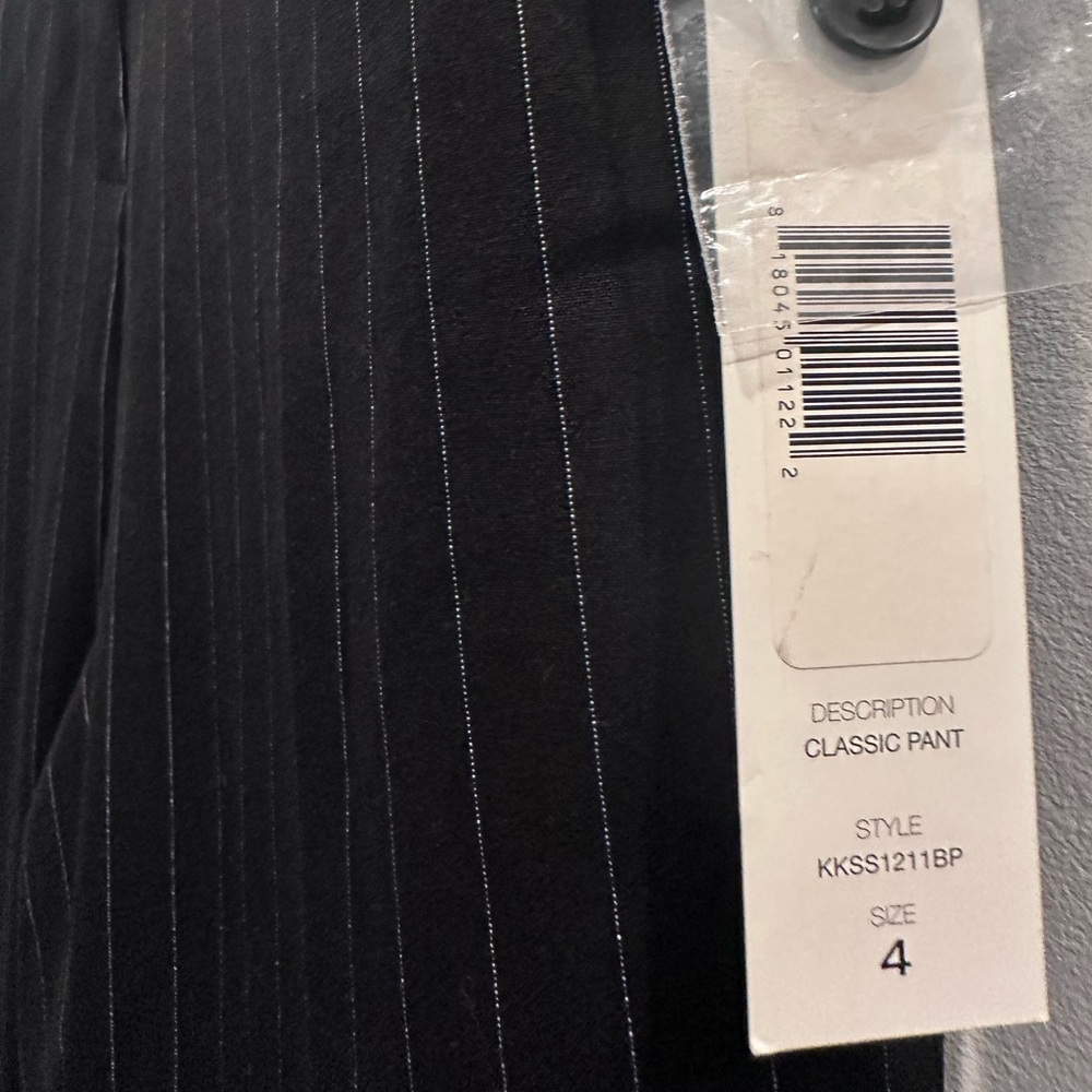 NWT Norma Kamali KAMALIKULTURE Classic Black Pinstripe Trouser Pants Size 4 - Picture 5 of 11